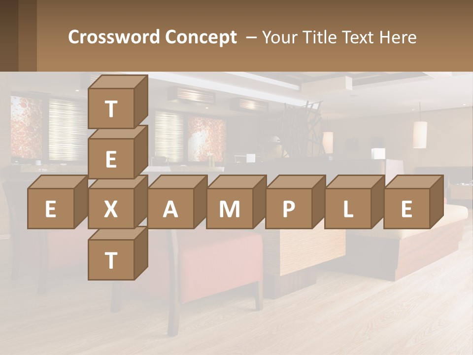 A Restaurant With Wooden Tables And Red Chairs PowerPoint Template