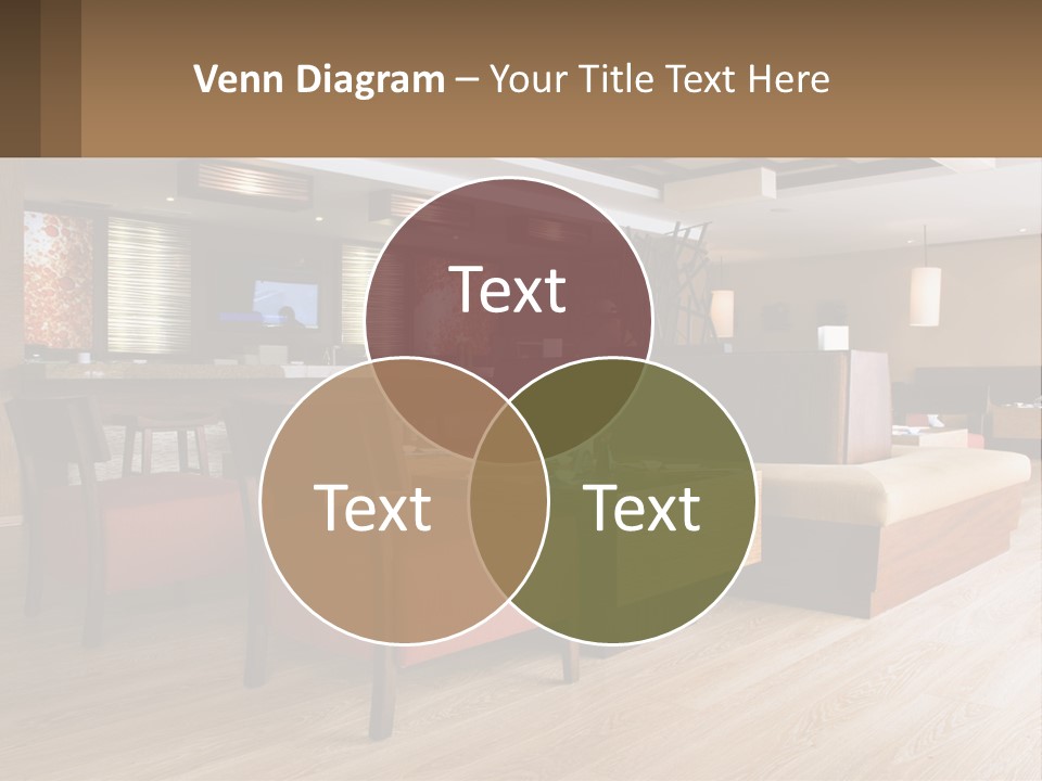 A Restaurant With Wooden Tables And Red Chairs PowerPoint Template