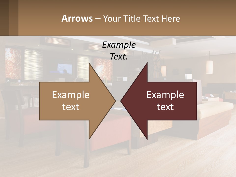 A Restaurant With Wooden Tables And Red Chairs PowerPoint Template