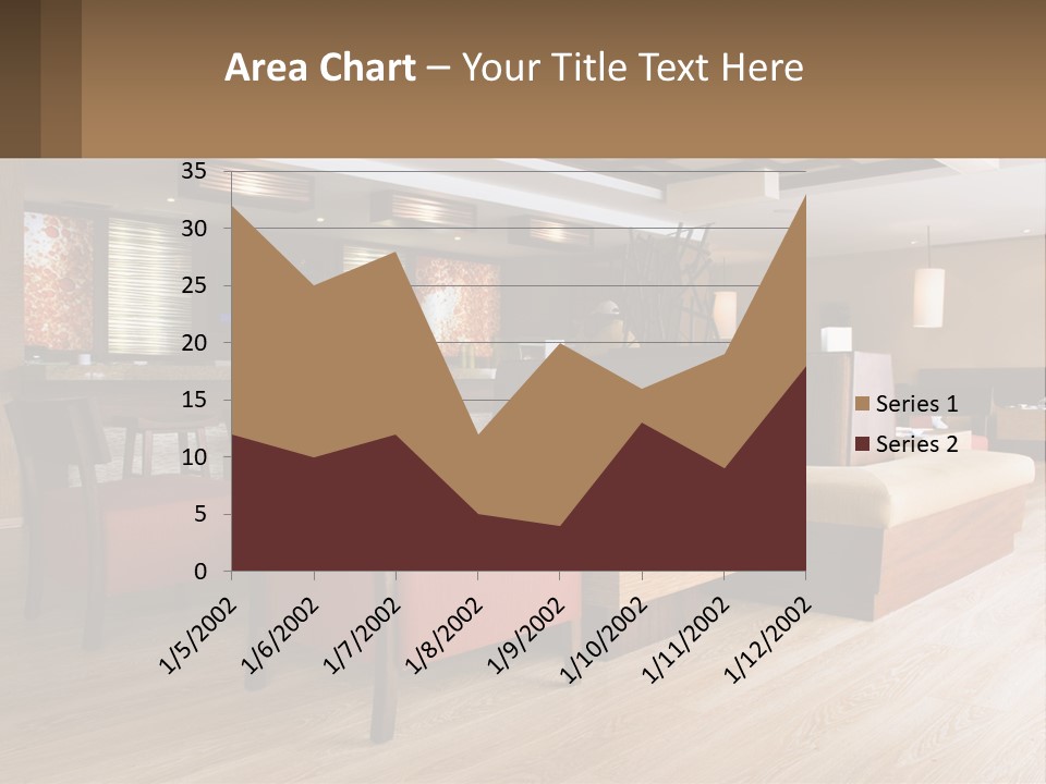 A Restaurant With Wooden Tables And Red Chairs PowerPoint Template