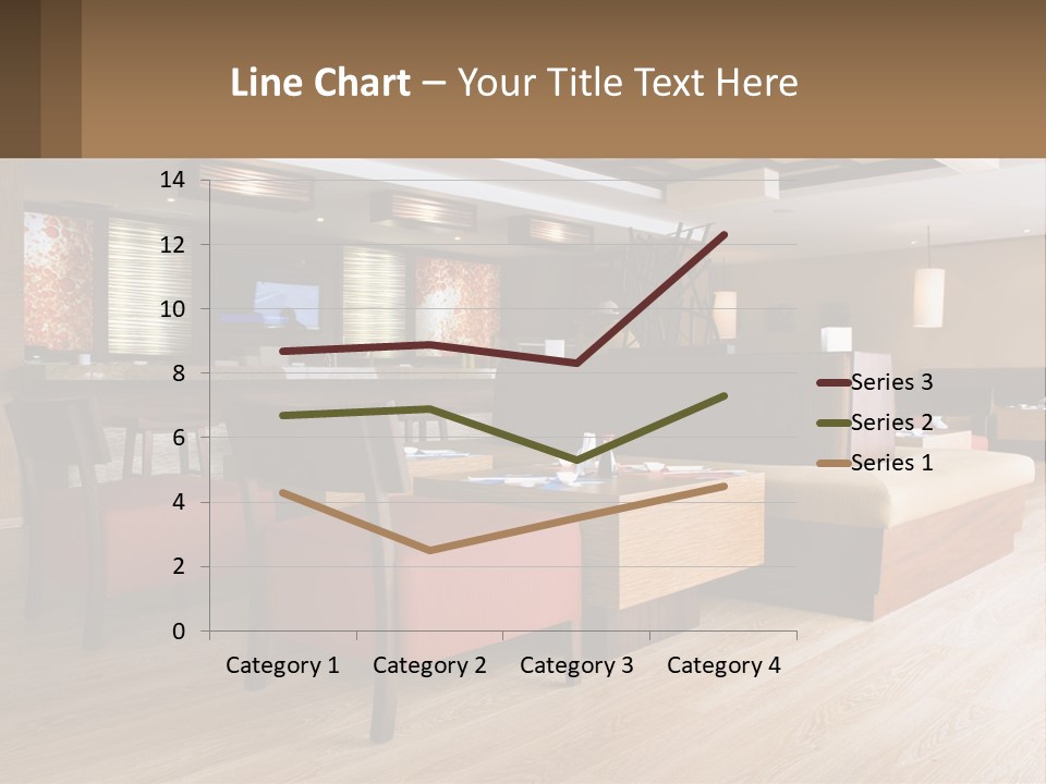 A Restaurant With Wooden Tables And Red Chairs PowerPoint Template