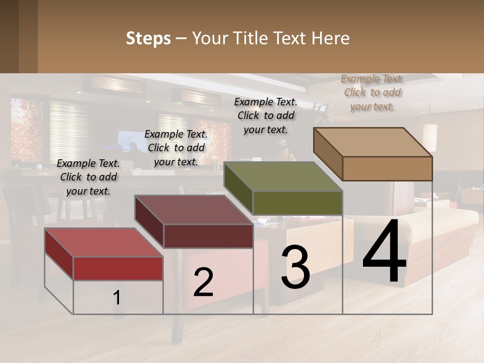 A Restaurant With Wooden Tables And Red Chairs PowerPoint Template