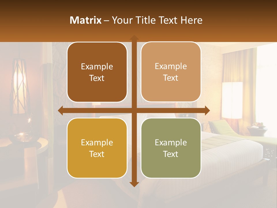 A Hotel Room With A Bed And A Desk PowerPoint Template