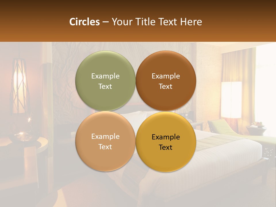 A Hotel Room With A Bed And A Desk PowerPoint Template
