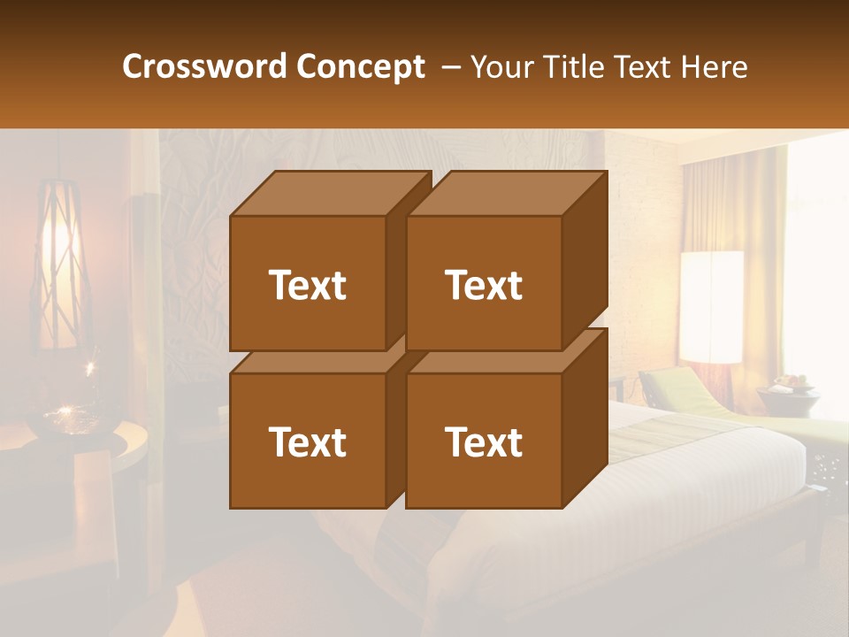 A Hotel Room With A Bed And A Desk PowerPoint Template