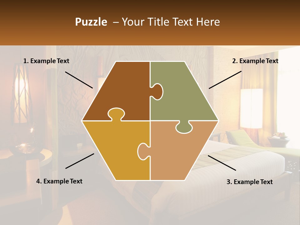 A Hotel Room With A Bed And A Desk PowerPoint Template