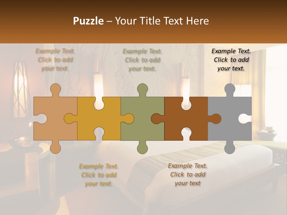 A Hotel Room With A Bed And A Desk PowerPoint Template