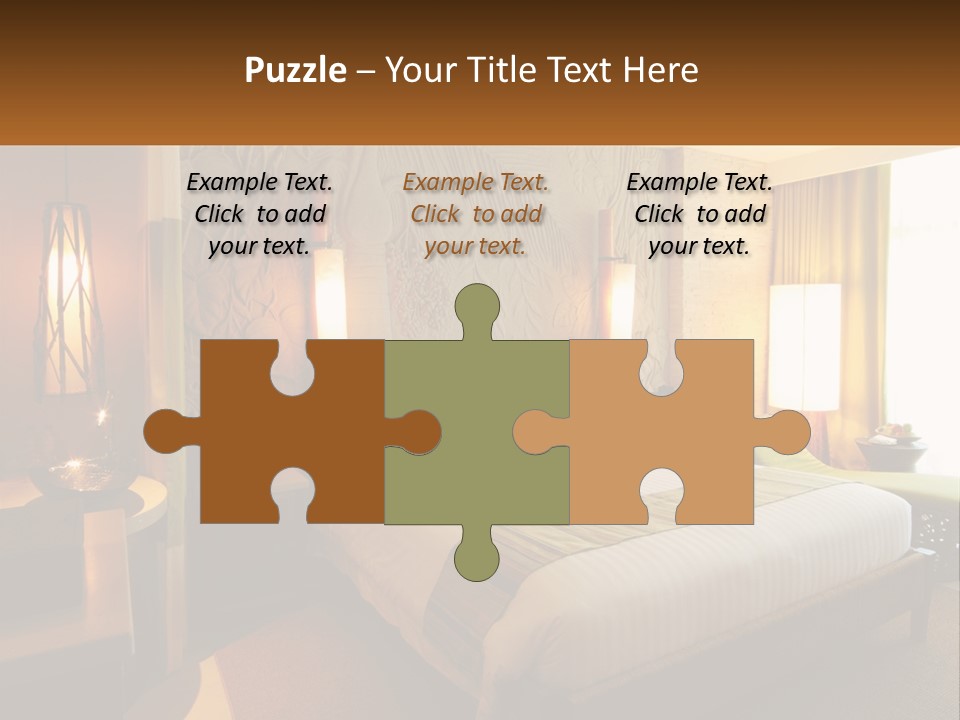 A Hotel Room With A Bed And A Desk PowerPoint Template