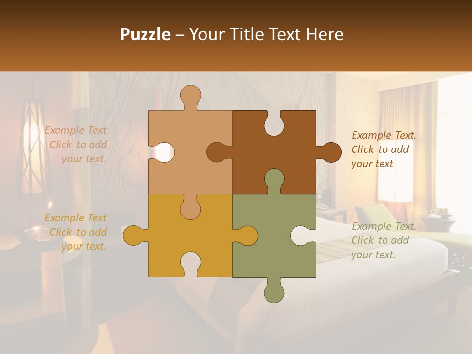 A Hotel Room With A Bed And A Desk PowerPoint Template