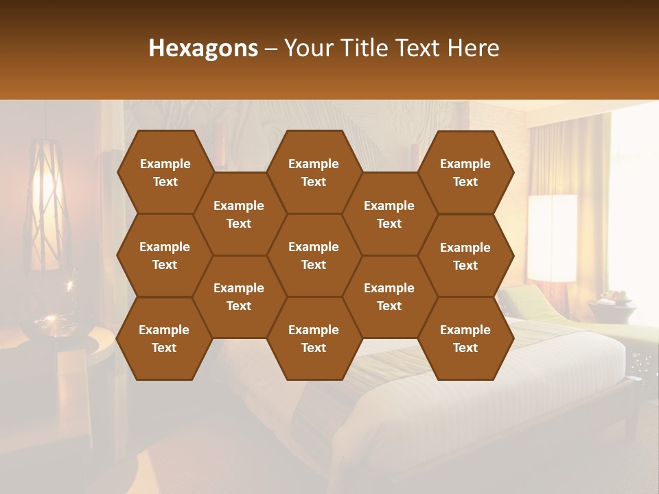 A Hotel Room With A Bed And A Desk PowerPoint Template