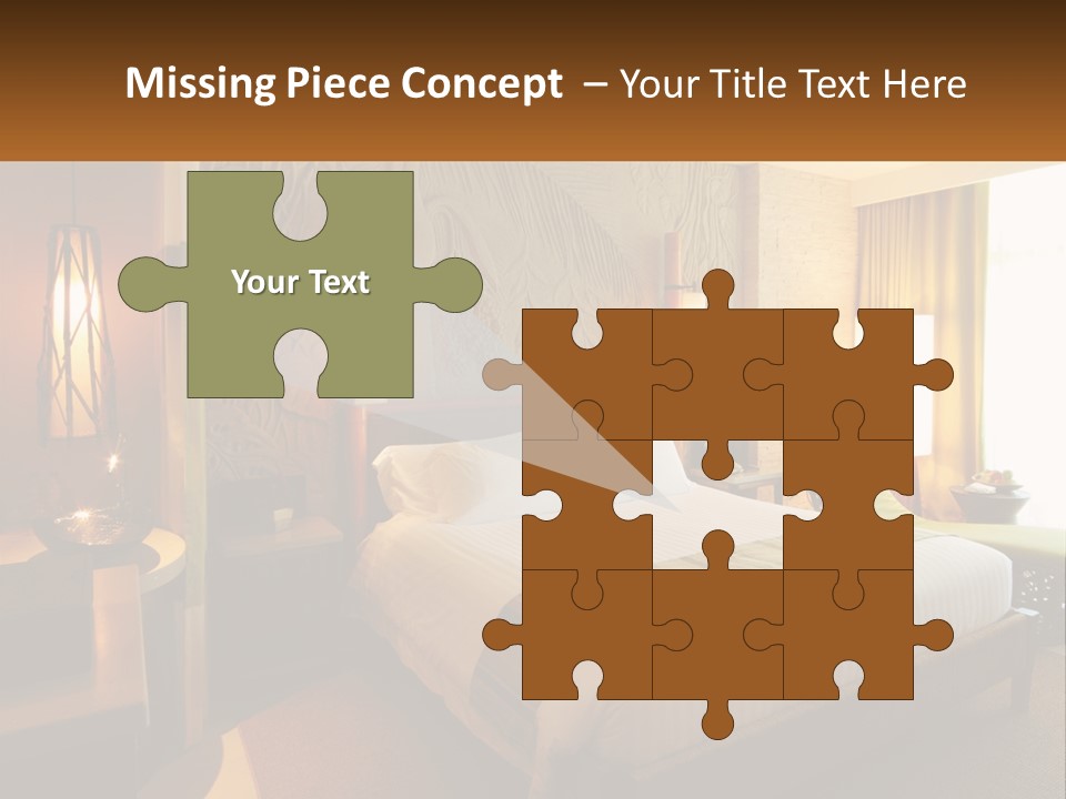 A Hotel Room With A Bed And A Desk PowerPoint Template