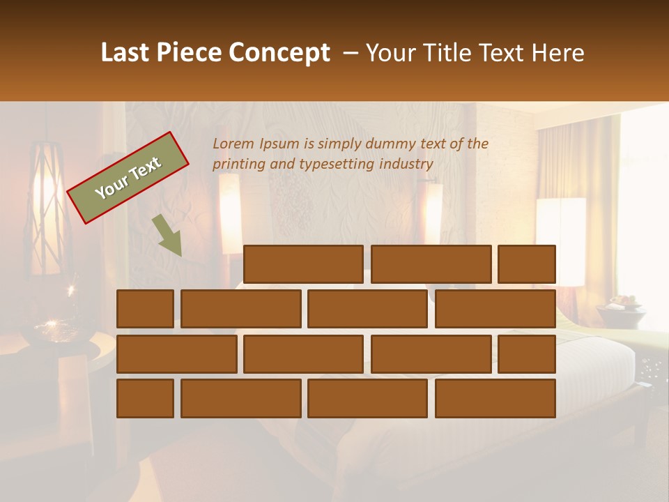 A Hotel Room With A Bed And A Desk PowerPoint Template