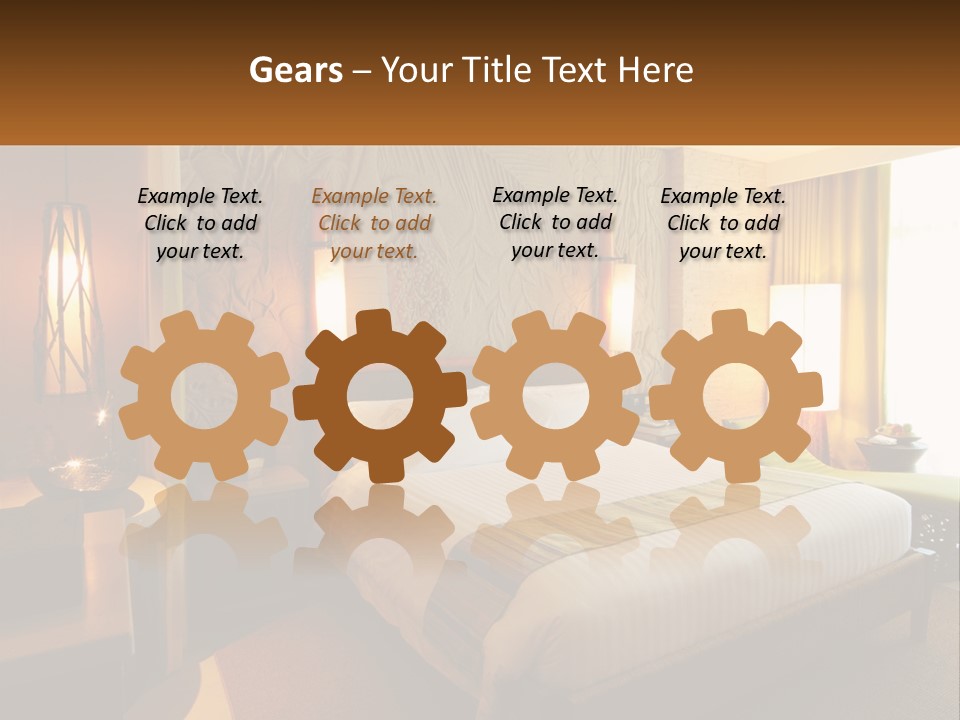 A Hotel Room With A Bed And A Desk PowerPoint Template