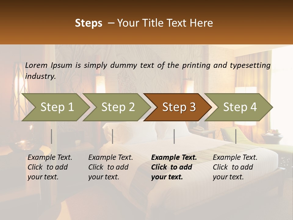 A Hotel Room With A Bed And A Desk PowerPoint Template
