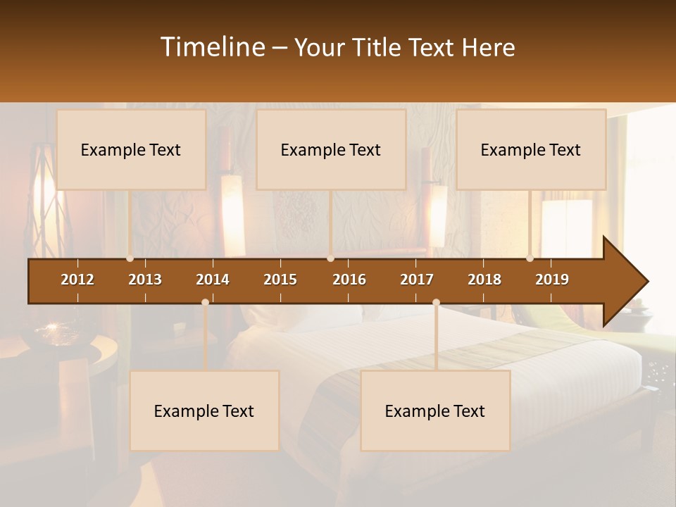 A Hotel Room With A Bed And A Desk PowerPoint Template