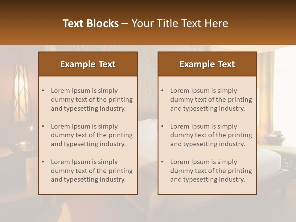 A Hotel Room With A Bed And A Desk PowerPoint Template