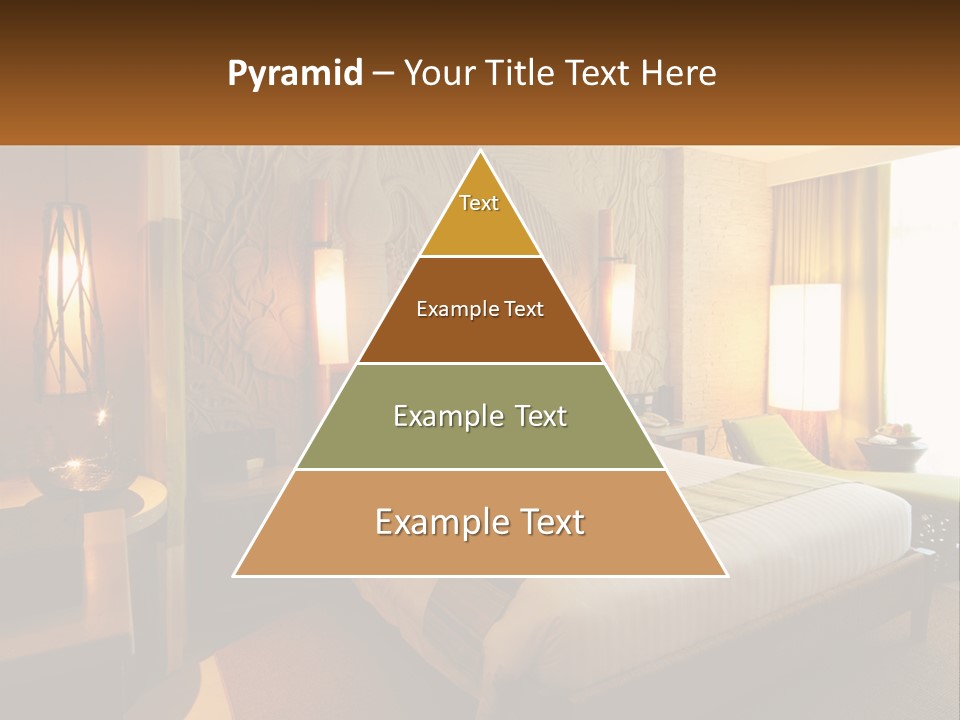 A Hotel Room With A Bed And A Desk PowerPoint Template