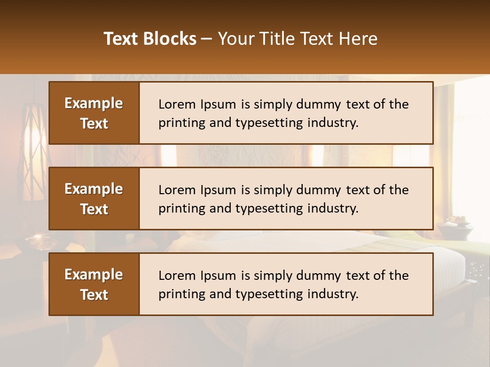 A Hotel Room With A Bed And A Desk PowerPoint Template
