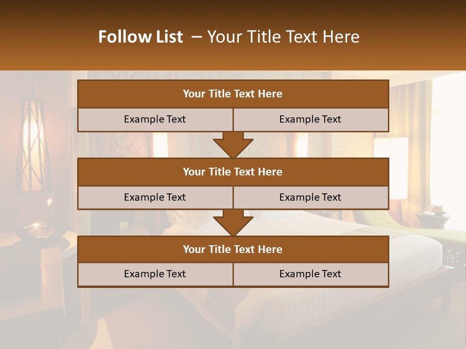 A Hotel Room With A Bed And A Desk PowerPoint Template