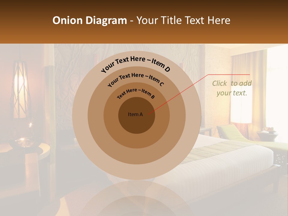 A Hotel Room With A Bed And A Desk PowerPoint Template