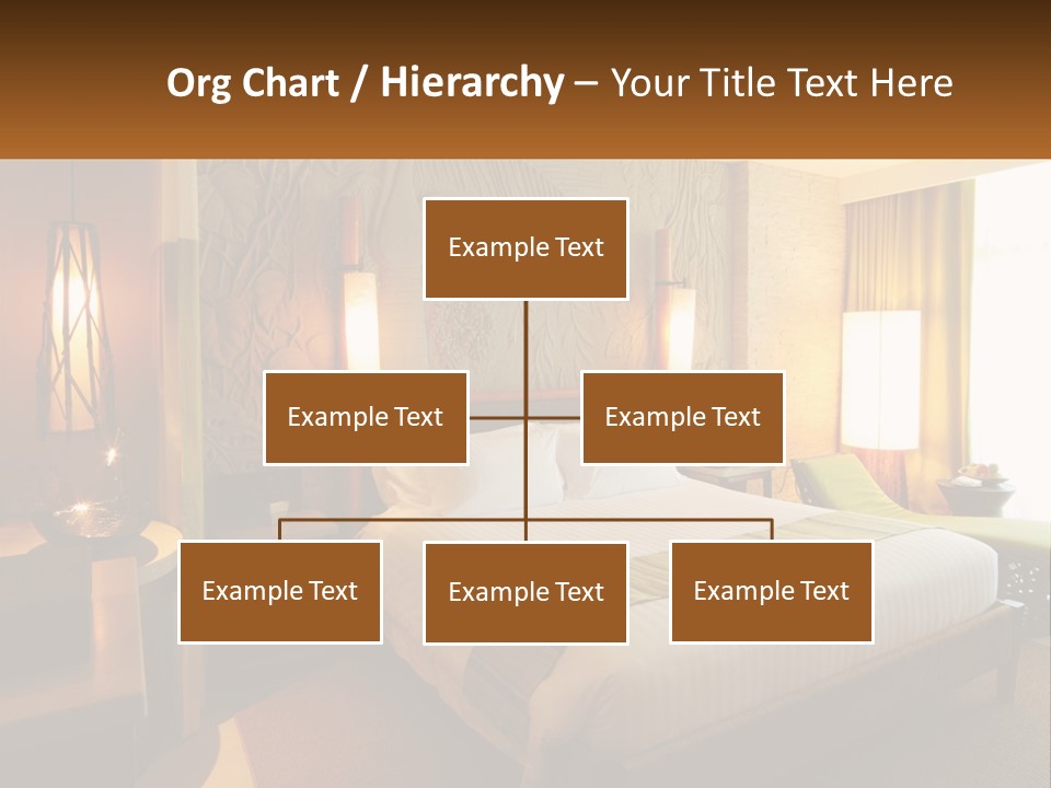A Hotel Room With A Bed And A Desk PowerPoint Template