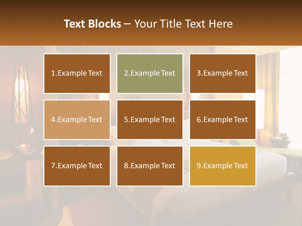 A Hotel Room With A Bed And A Desk PowerPoint Template