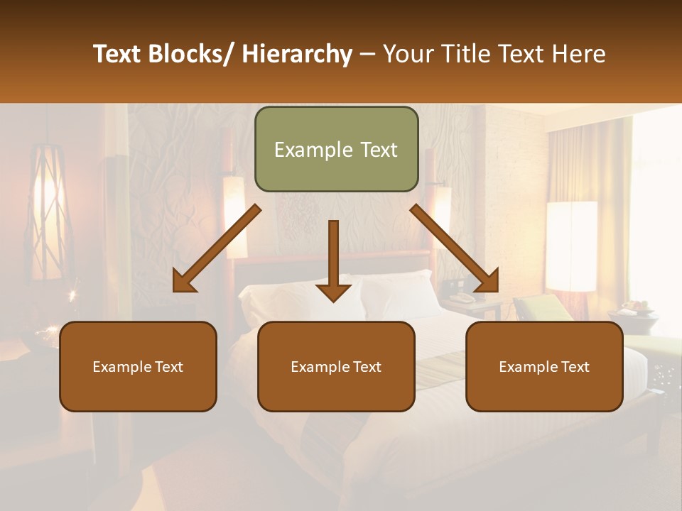 A Hotel Room With A Bed And A Desk PowerPoint Template