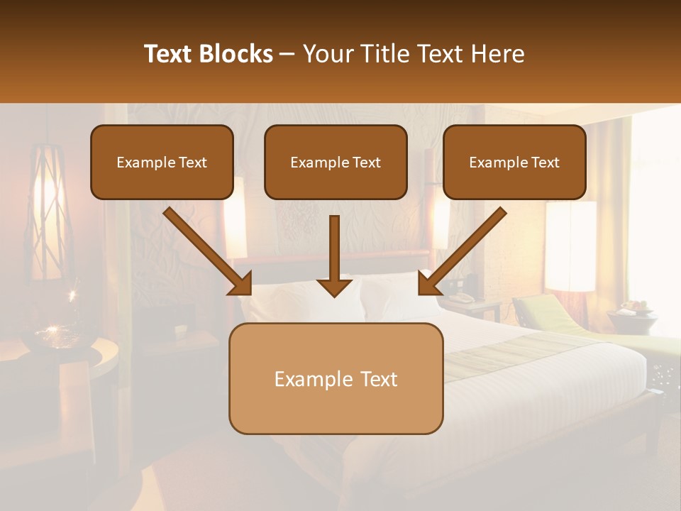 A Hotel Room With A Bed And A Desk PowerPoint Template