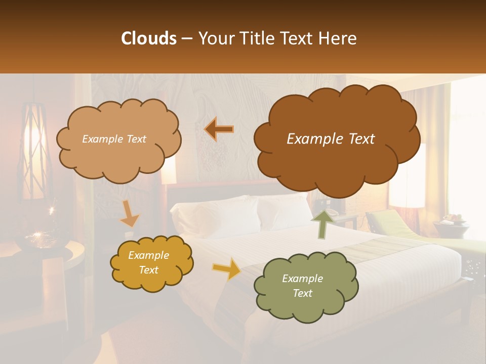 A Hotel Room With A Bed And A Desk PowerPoint Template