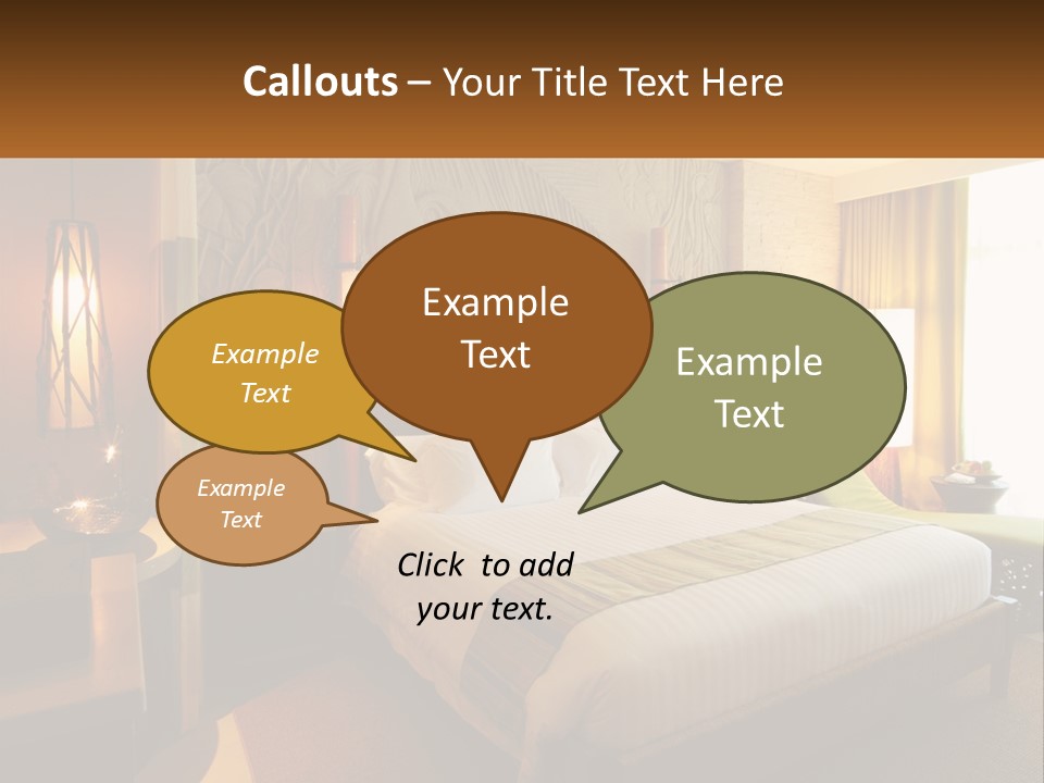 A Hotel Room With A Bed And A Desk PowerPoint Template