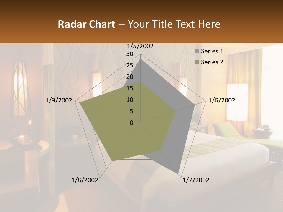 A Hotel Room With A Bed And A Desk PowerPoint Template