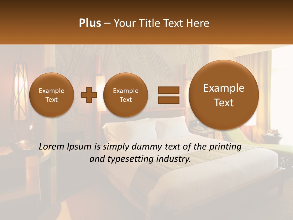 A Hotel Room With A Bed And A Desk PowerPoint Template