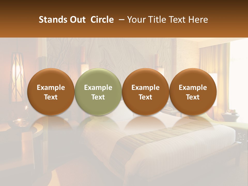A Hotel Room With A Bed And A Desk PowerPoint Template