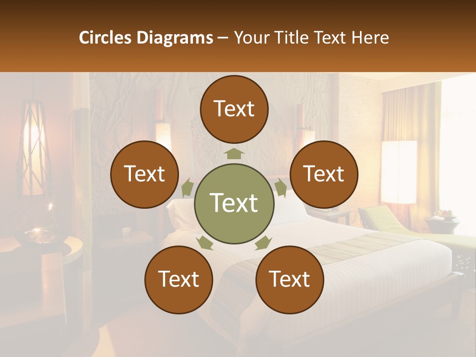 A Hotel Room With A Bed And A Desk PowerPoint Template