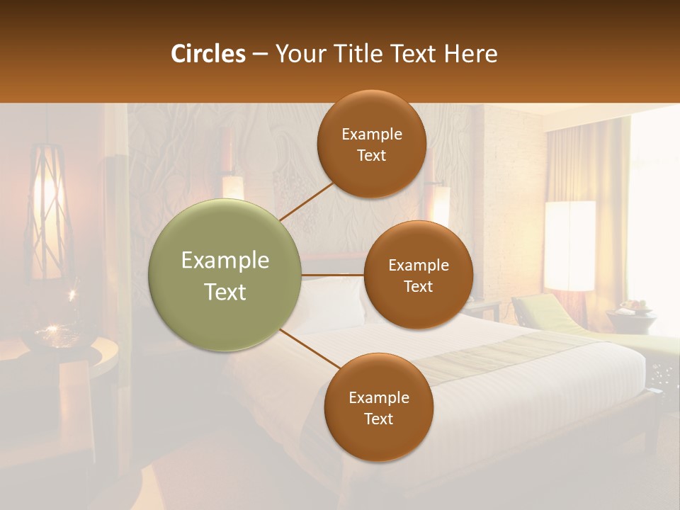 A Hotel Room With A Bed And A Desk PowerPoint Template