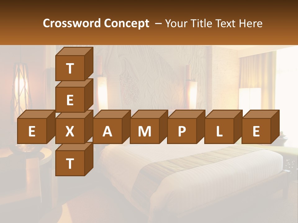 A Hotel Room With A Bed And A Desk PowerPoint Template