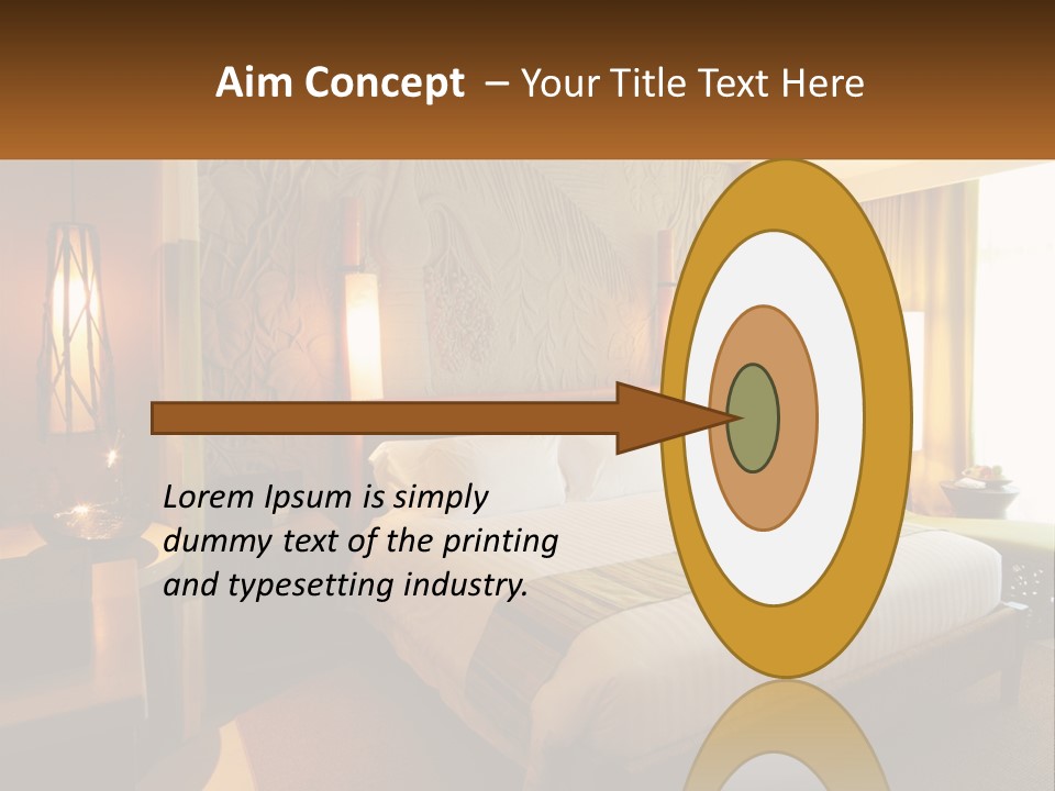 A Hotel Room With A Bed And A Desk PowerPoint Template