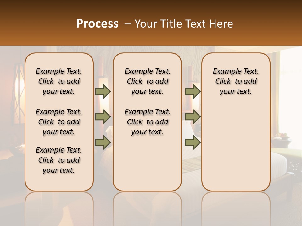 A Hotel Room With A Bed And A Desk PowerPoint Template