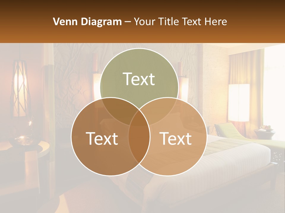 A Hotel Room With A Bed And A Desk PowerPoint Template
