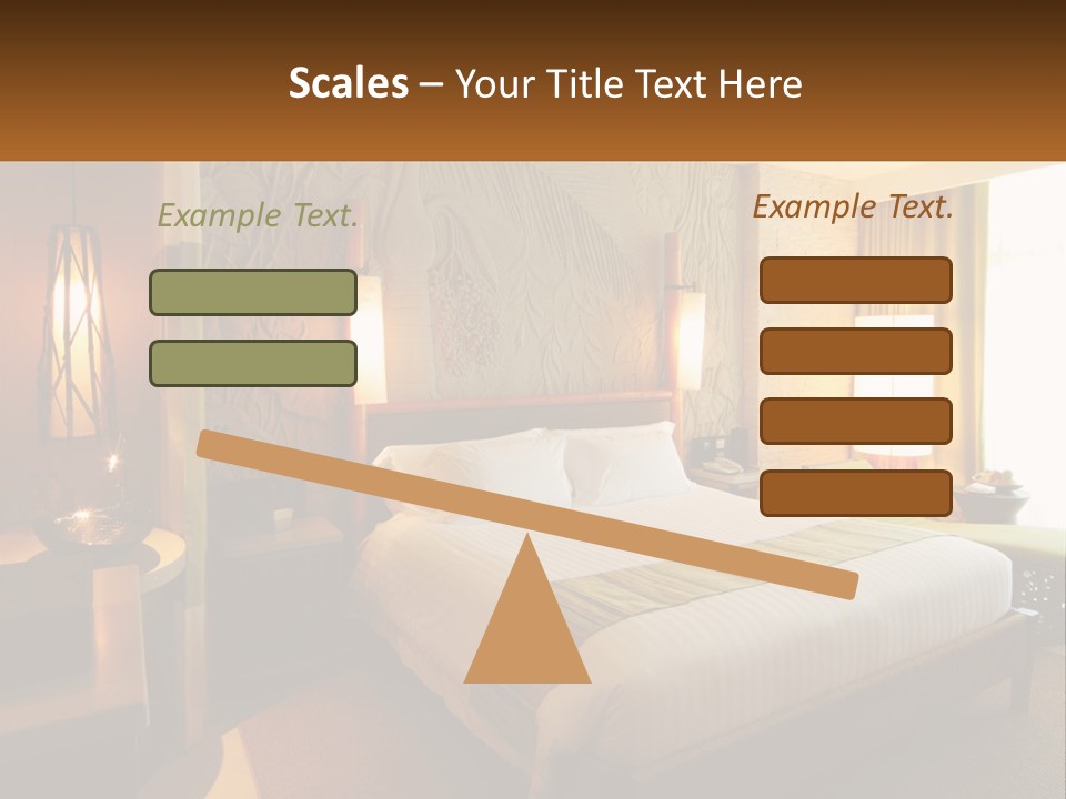 A Hotel Room With A Bed And A Desk PowerPoint Template
