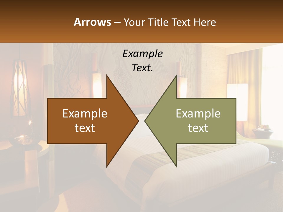 A Hotel Room With A Bed And A Desk PowerPoint Template