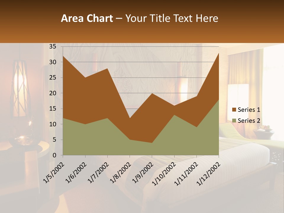 A Hotel Room With A Bed And A Desk PowerPoint Template