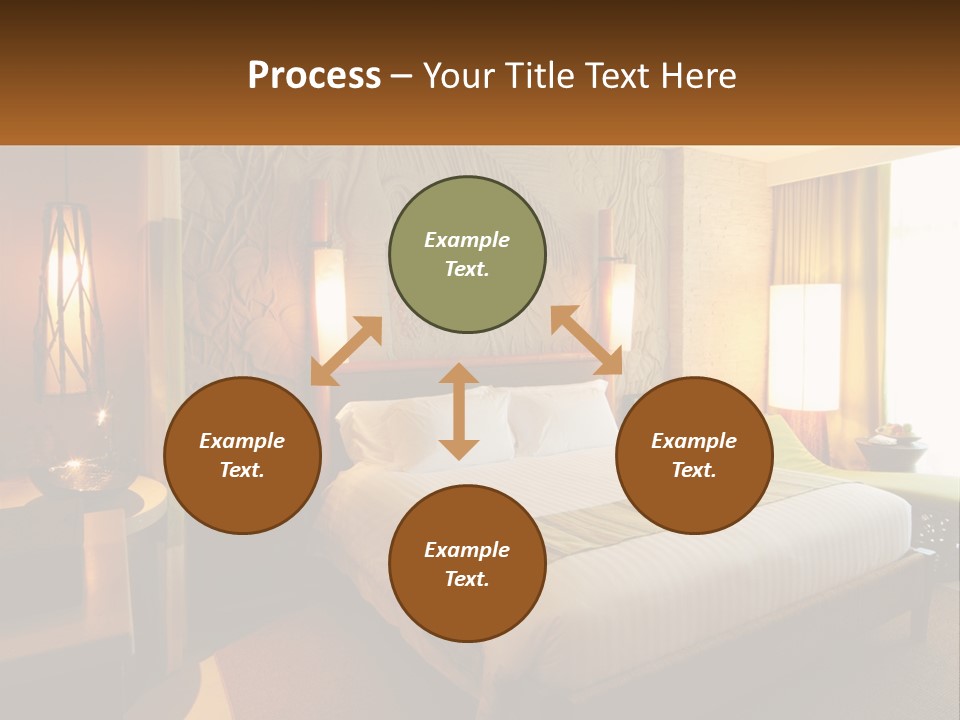 A Hotel Room With A Bed And A Desk PowerPoint Template