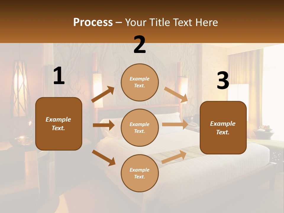 A Hotel Room With A Bed And A Desk PowerPoint Template