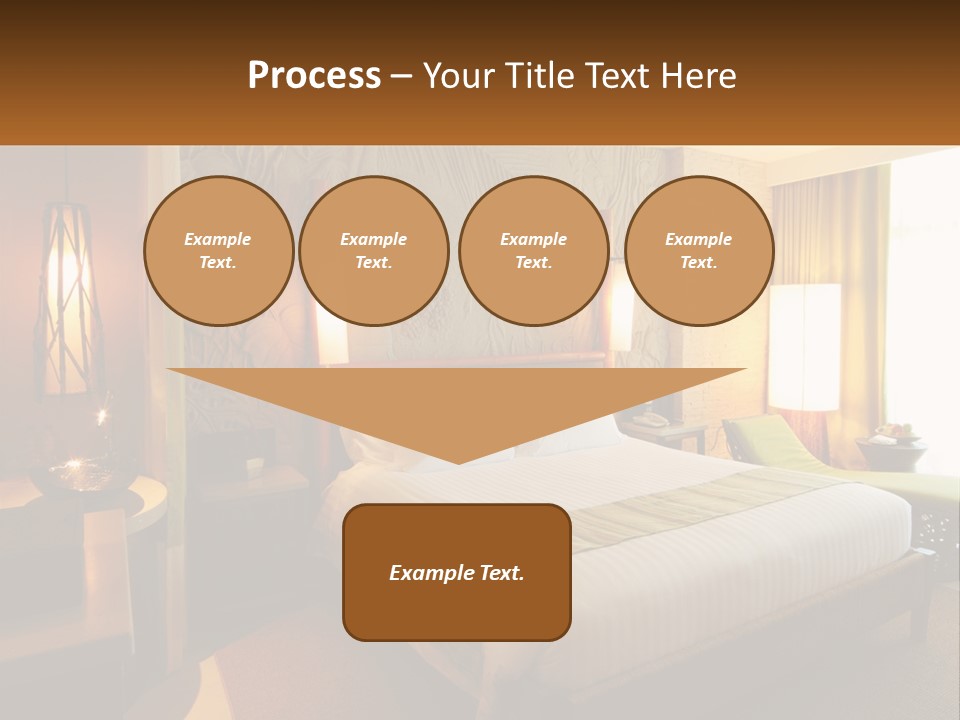 A Hotel Room With A Bed And A Desk PowerPoint Template