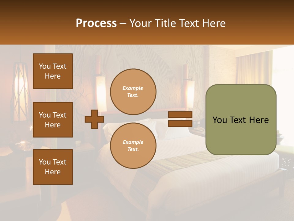 A Hotel Room With A Bed And A Desk PowerPoint Template