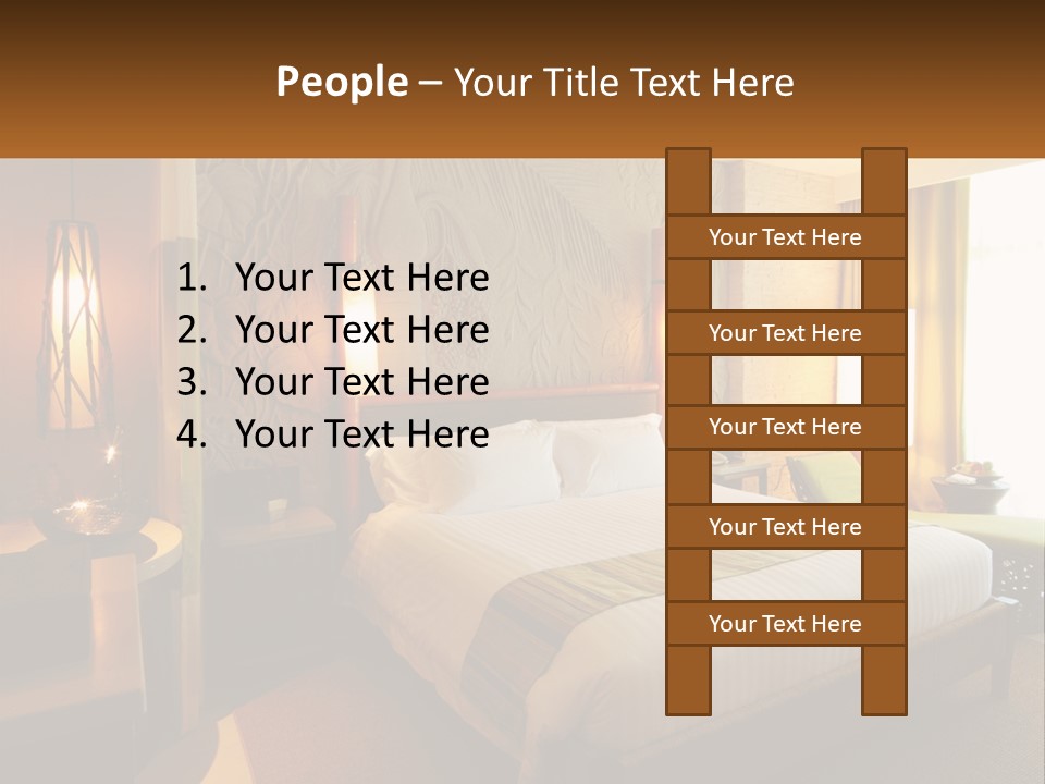 A Hotel Room With A Bed And A Desk PowerPoint Template