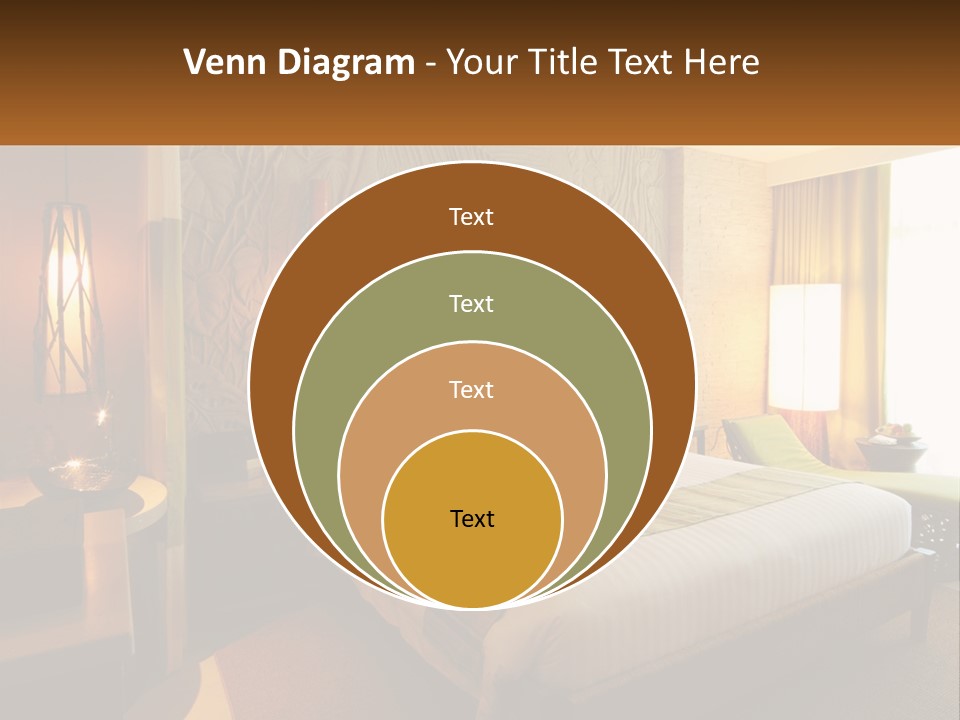 A Hotel Room With A Bed And A Desk PowerPoint Template