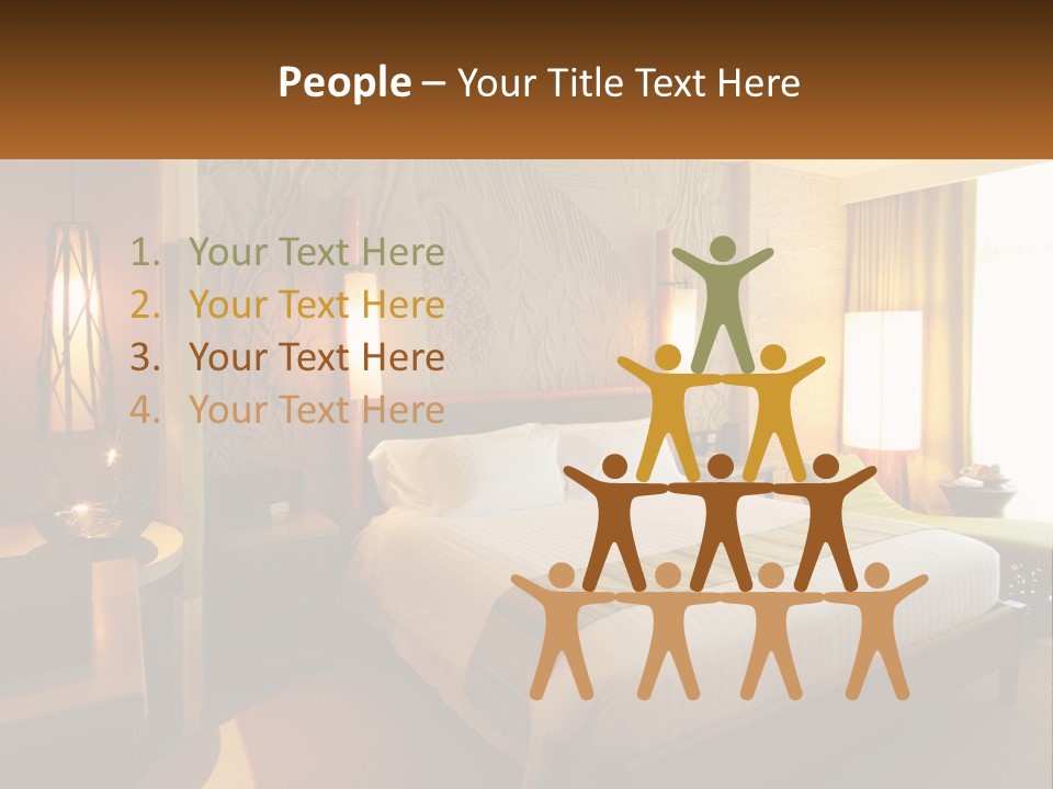 A Hotel Room With A Bed And A Desk PowerPoint Template