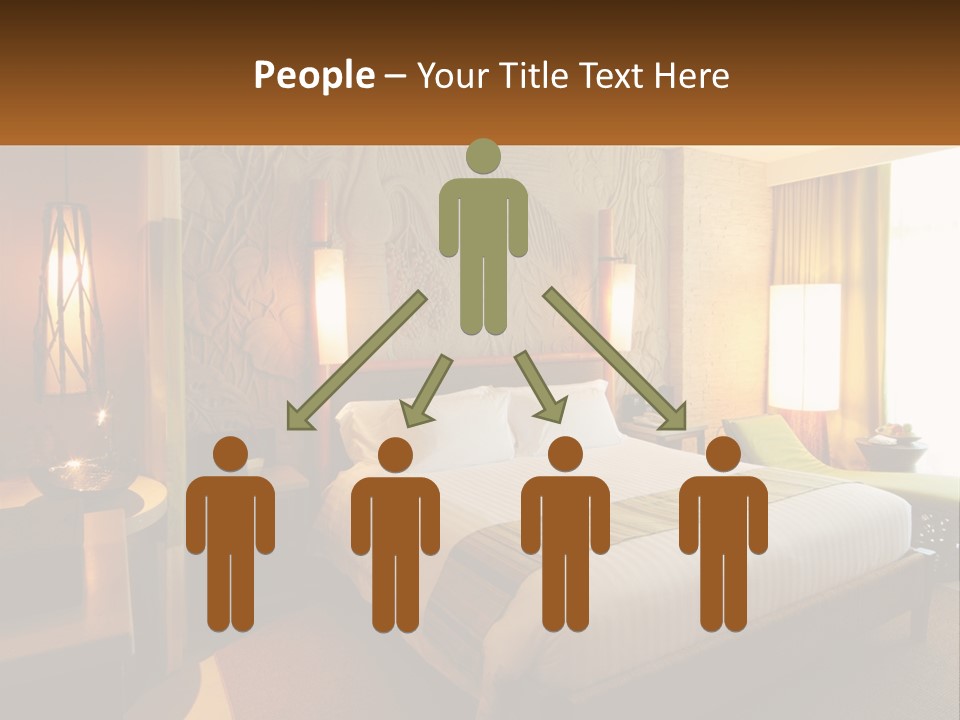 A Hotel Room With A Bed And A Desk PowerPoint Template